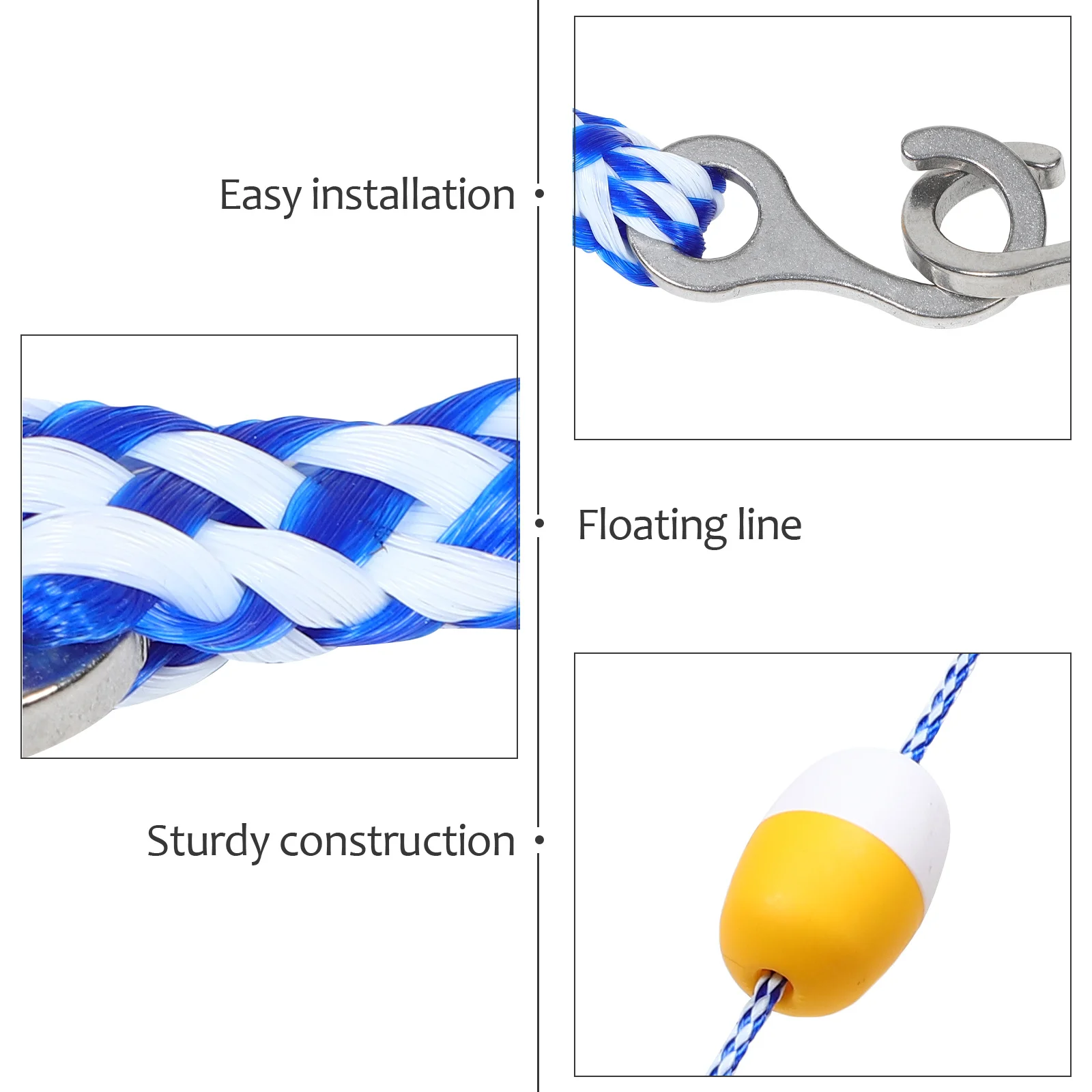 حبل مقسم حوض السباحة أصفر أبيض متين عائم خط العوامة هوك تركيب علامة السلامة لمنافسة التدريب