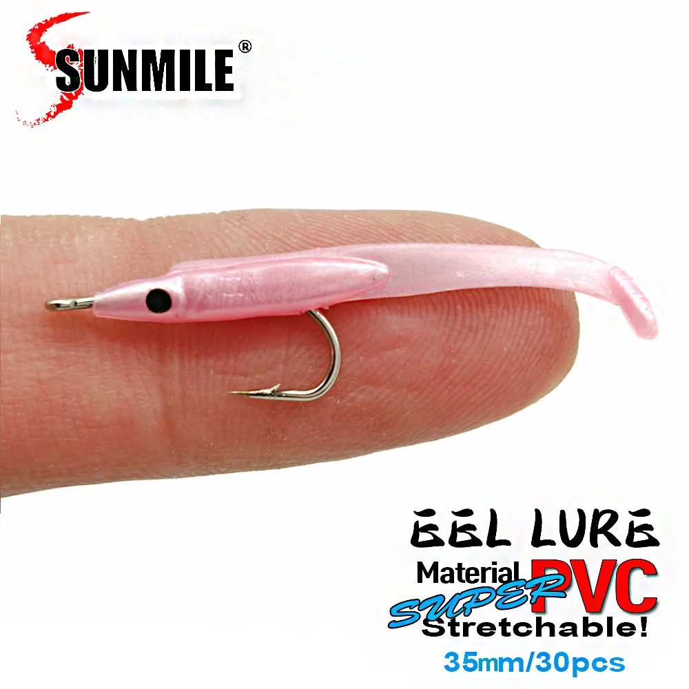 SUNMILE 30pcs Eel Soft Fishing Lure 35mm PescaTackle Wobblers Fish Lures Carp Leurre Souple Soft Baits