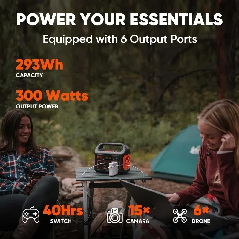 For Jackery Portable Power Station for Explorer 300, 293Wh Backup Lithium Battery, 110V/300W Pure Sine Wave AC Outlet, Solar