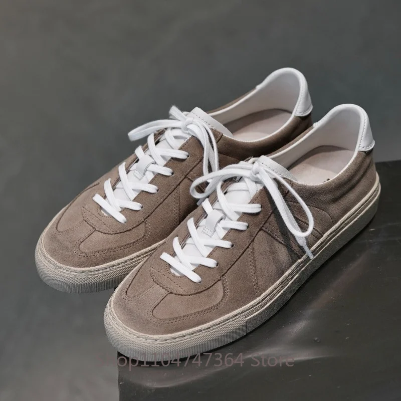 Designer Luxury Low Top Cowhide Flat Shoes Men's Concise Fashion Genuine Leather High Quality Casual Sport Training Shoes Male