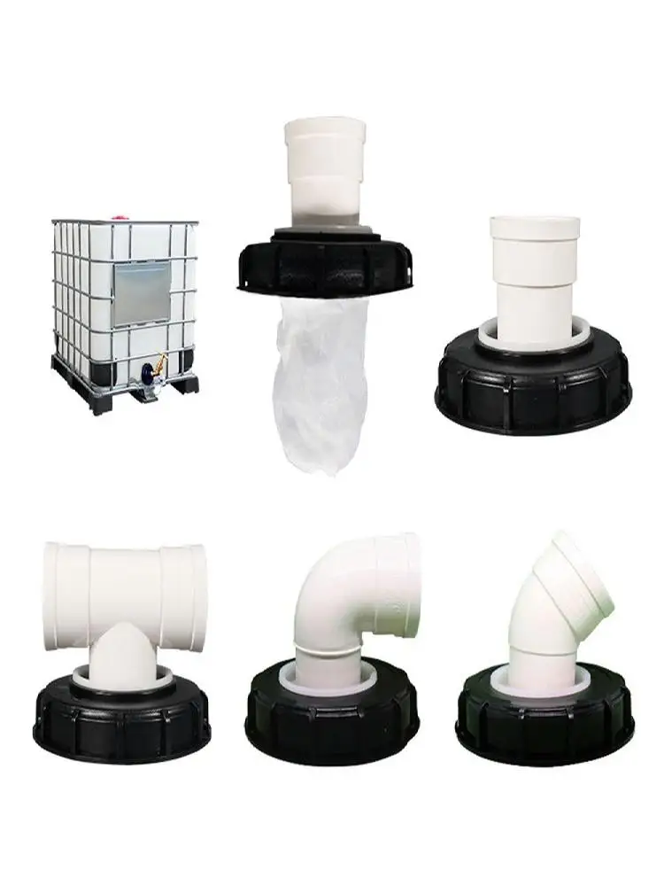163 mm IBC Ton drumfittingen kunststof dop met filterschroef T-vormig/rechte kop/elleboog/verticaal regenwaterfilterafdekking wasbaar - afbeelding 2