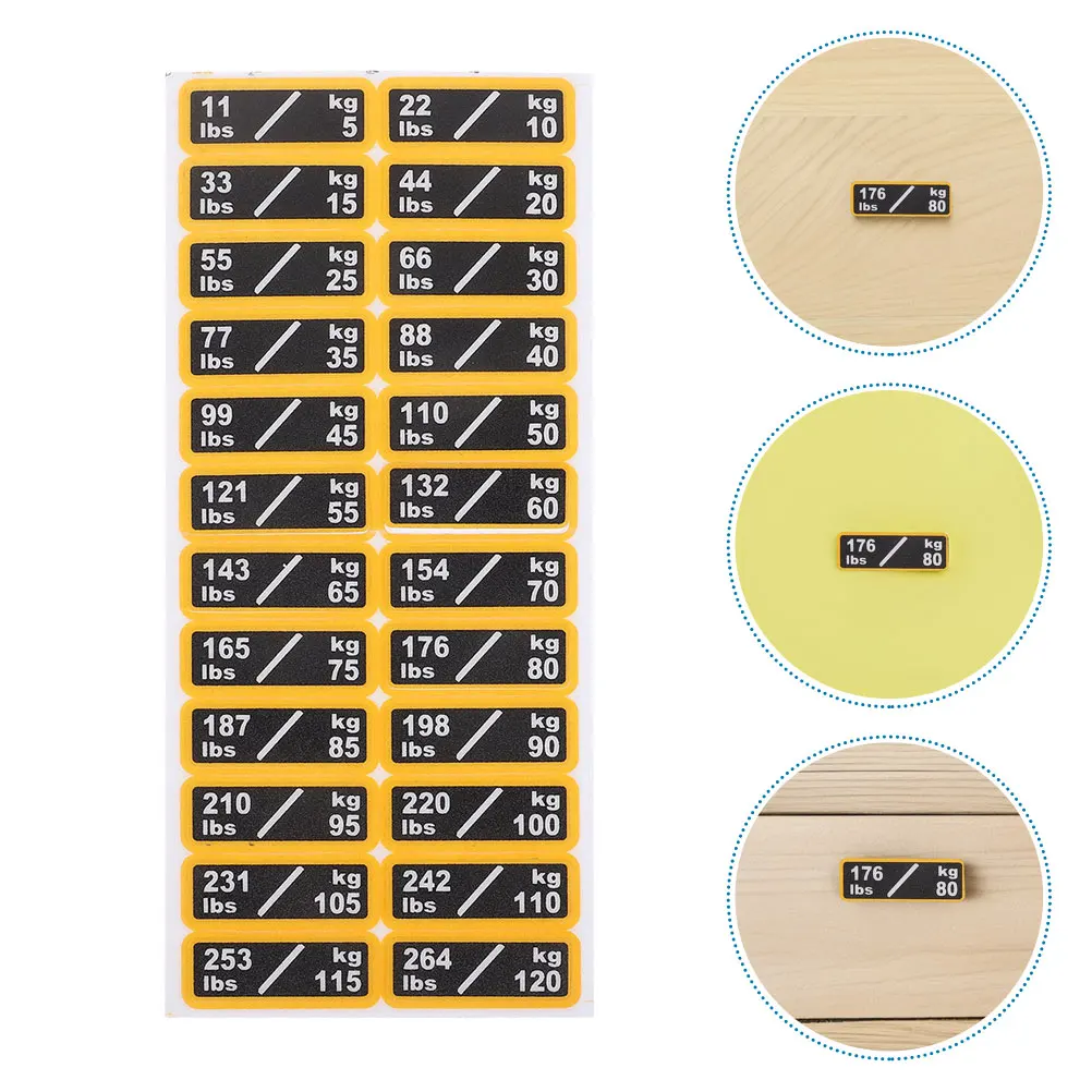 

2 Sheets Self Adhesive Gym Weight Stickers Waterproof Weight Block Number Labels Strength Training Equipment Gym Labels Stickers