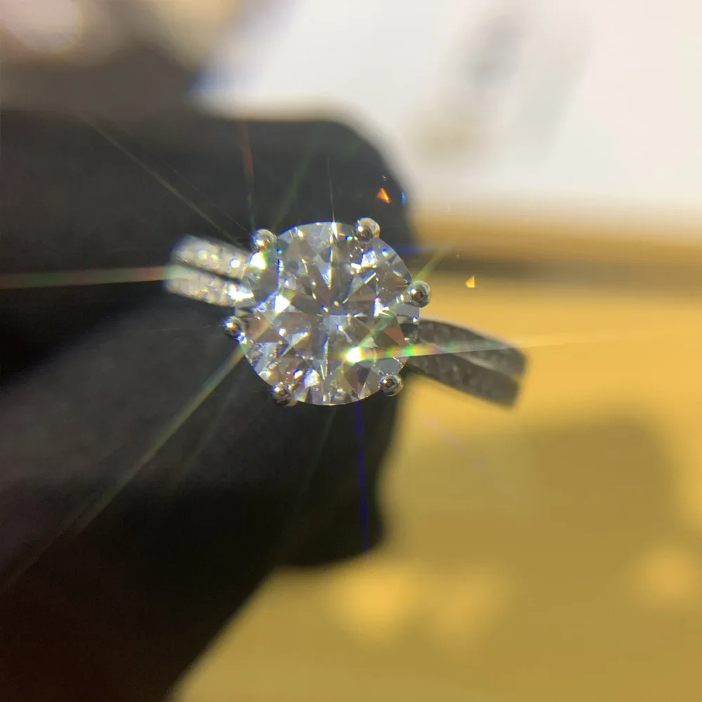 MDLFES Moiss1nite نمط سميكة مطلي 18K 2 قيراط فو مويسان موضة العريس خاتم الماس الزفاف