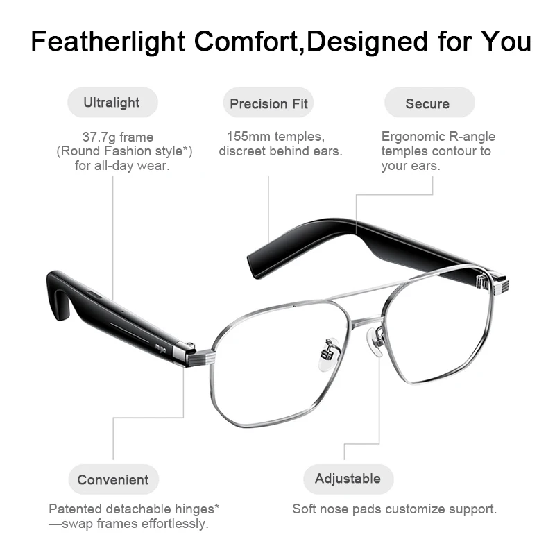 XIAOMI MIJIA Occhiali audio intelligenti Joyful Edition, auricolare Bluetooth 5.2, staccabile, standby lungo, ricarica flash 2 ore, suono anti-perdite