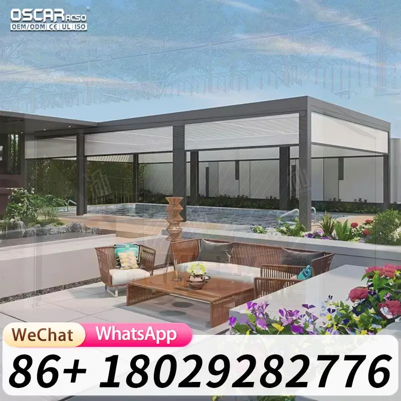4X4 5X4 4X6X28 8X4M 4X9Meter Aluminium Louvre Pergola Bioclimatic Enclosed Perg…