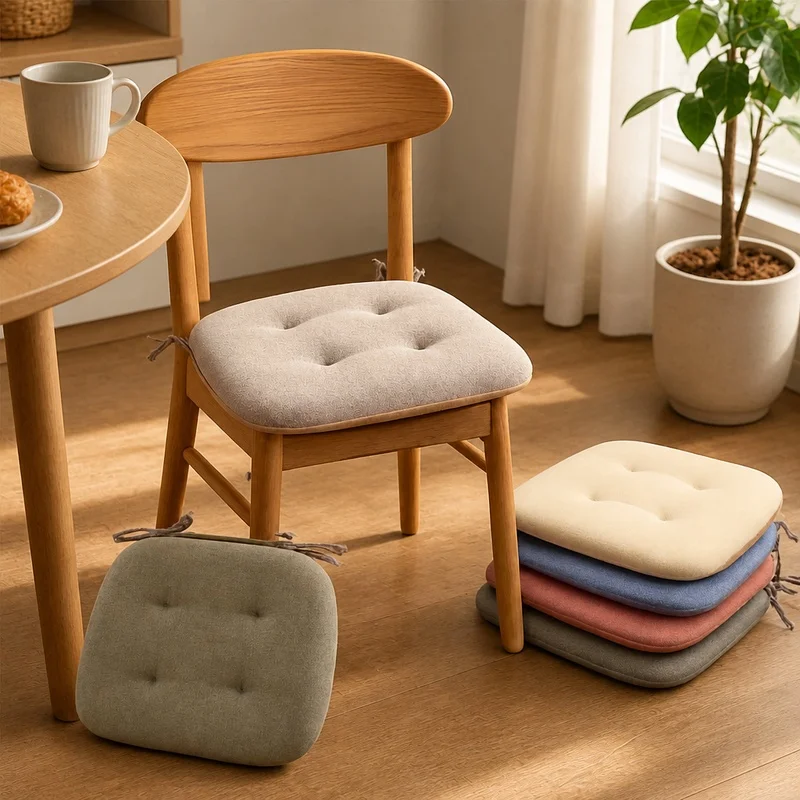 Thick Summer Cushion Made of Cotton Linen, Breathable Seat Pad for Dining and Study Horseshoe Chairs