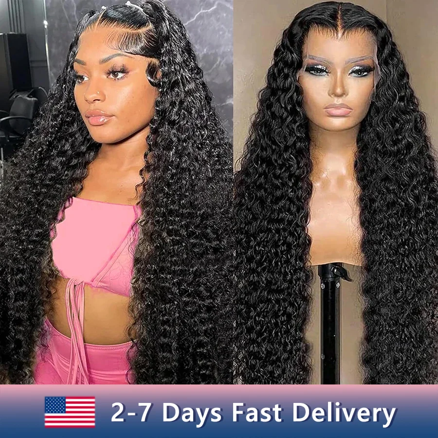 Bling Hair 13x4 Hd Transparent Lace Frontal Human Hair Wigs Deep Wave Lace Front Wig 12a Grade Brazilian Curly Wig