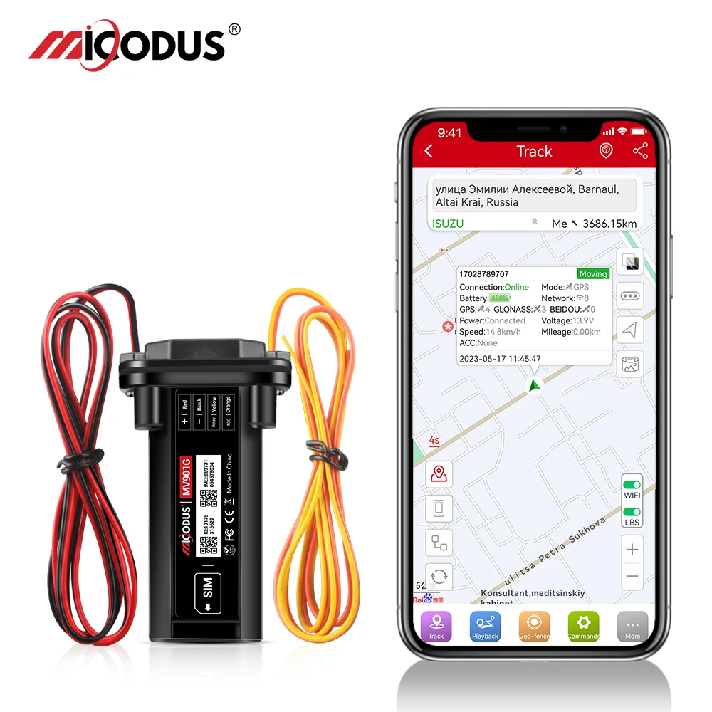 4G Motorcycle GPS Tracker MiCODUS MV901G Mini Waterproof Fuel Cut Off Car GPS Tracking Device Real Time Motorbike Locator