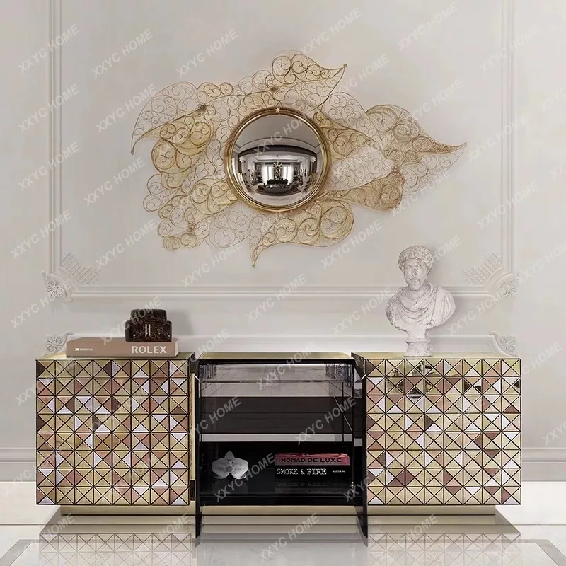LXLight luxury stainless steel dining side cabinet  high-end villa living room porch cabinet locker