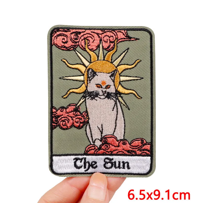 Cartoon/Tarot Embroidery Patch Iron On Patches For Clothing Thermoadhesive Patches On Clothes Cat Fusible Patch DIY Sew Stickers