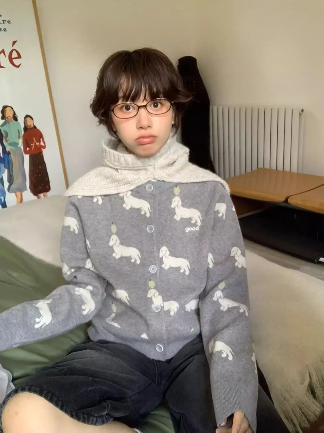 

Korobov Зимний однобортный однобортный универсальный модный кардиган с круглым вырезом и длинными рукавами для щенков