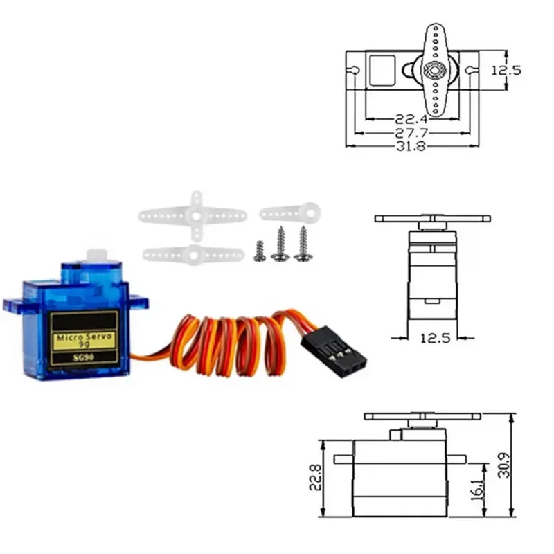 5 /10PCS SG90 9G Micro Servo Servo for Robotics 6CH RC 250 450 Airplane Helicopter, Airplane, Mini Car , Compatible with Arduino image 4