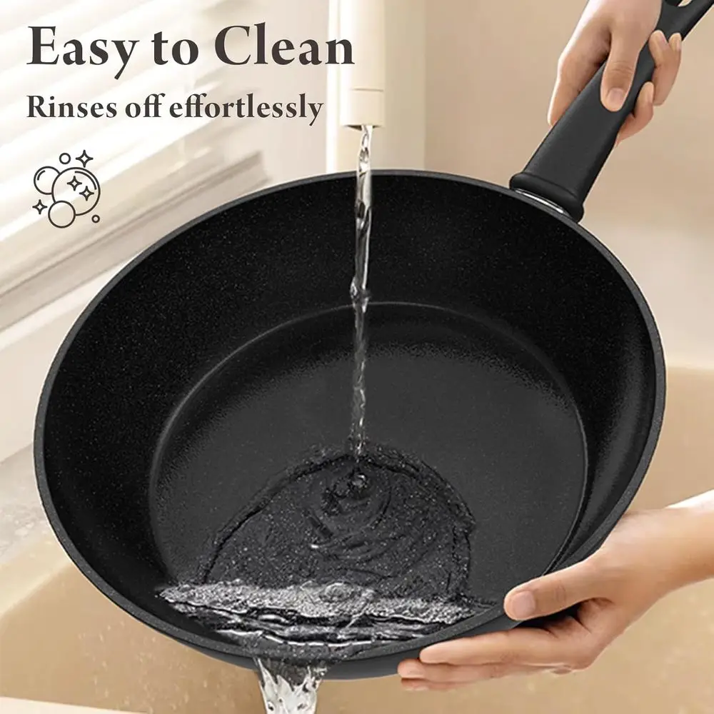 12-Quart Nonstick Cookware Set with 18 Pieces, Ceramic Kitchenware, PTFE/PFAS/PFOA-Free, Black