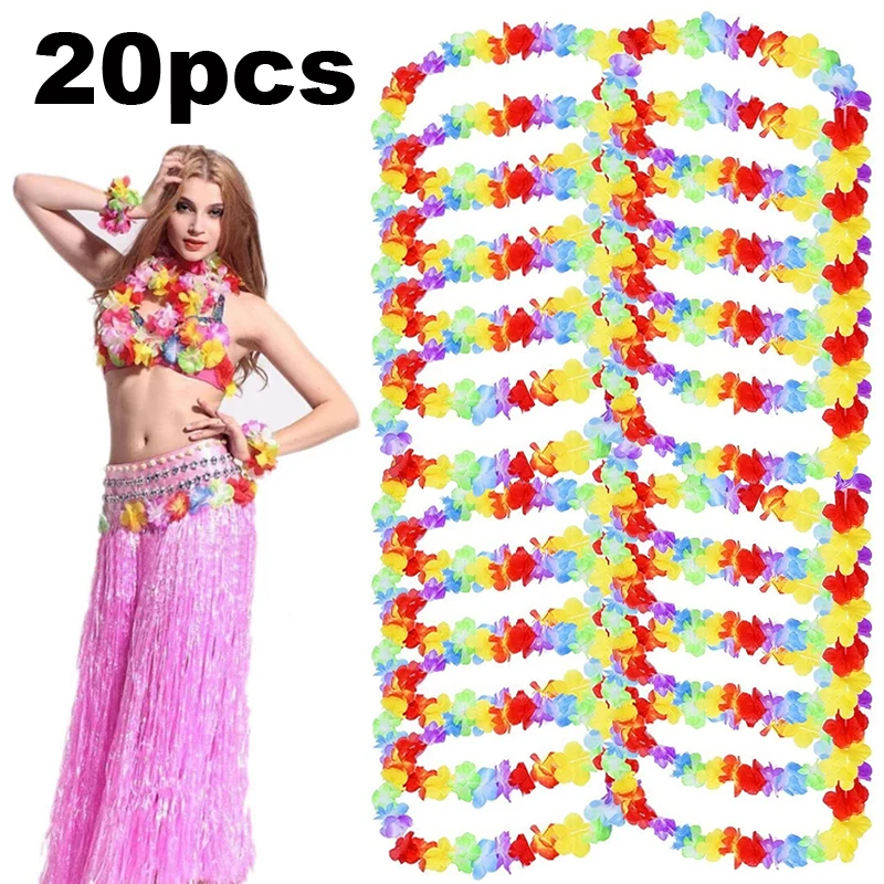 20pcs Hawaii Christmas Wreath Door Decoration Hawaiian Party Artificial Flower Garland Necklace Luau Torpil