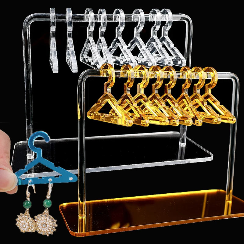 

Mini Coat Hanger Acrylic Jewelry Display Stand Large Capacity Earring Storage Jewelry Show Case Earring Hook for Girls DIY Gift