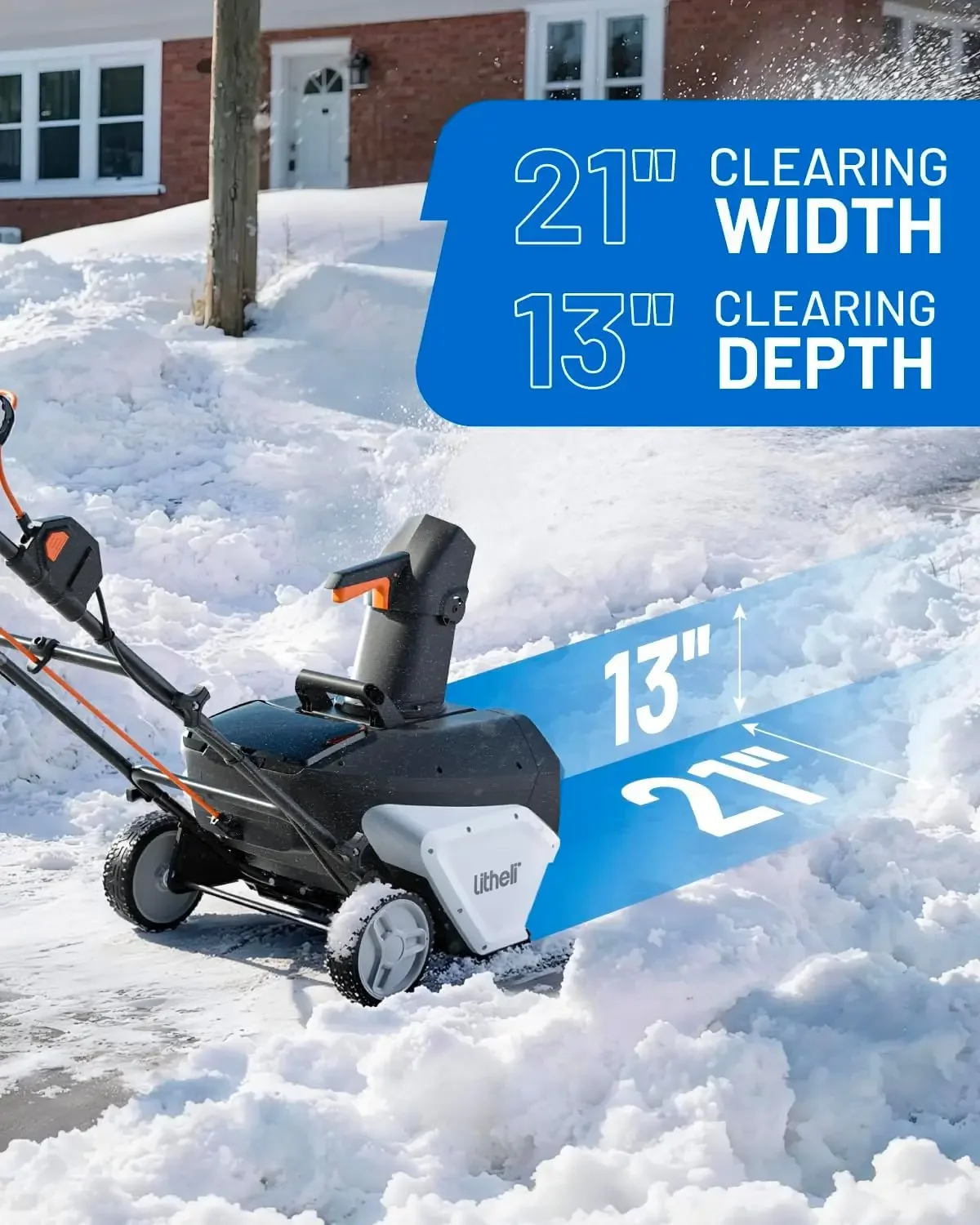 Cordless Brushless Snow Blower, 20'' 40V Electric Snow Thrower for Driveways, 4.0Ah Battery Included