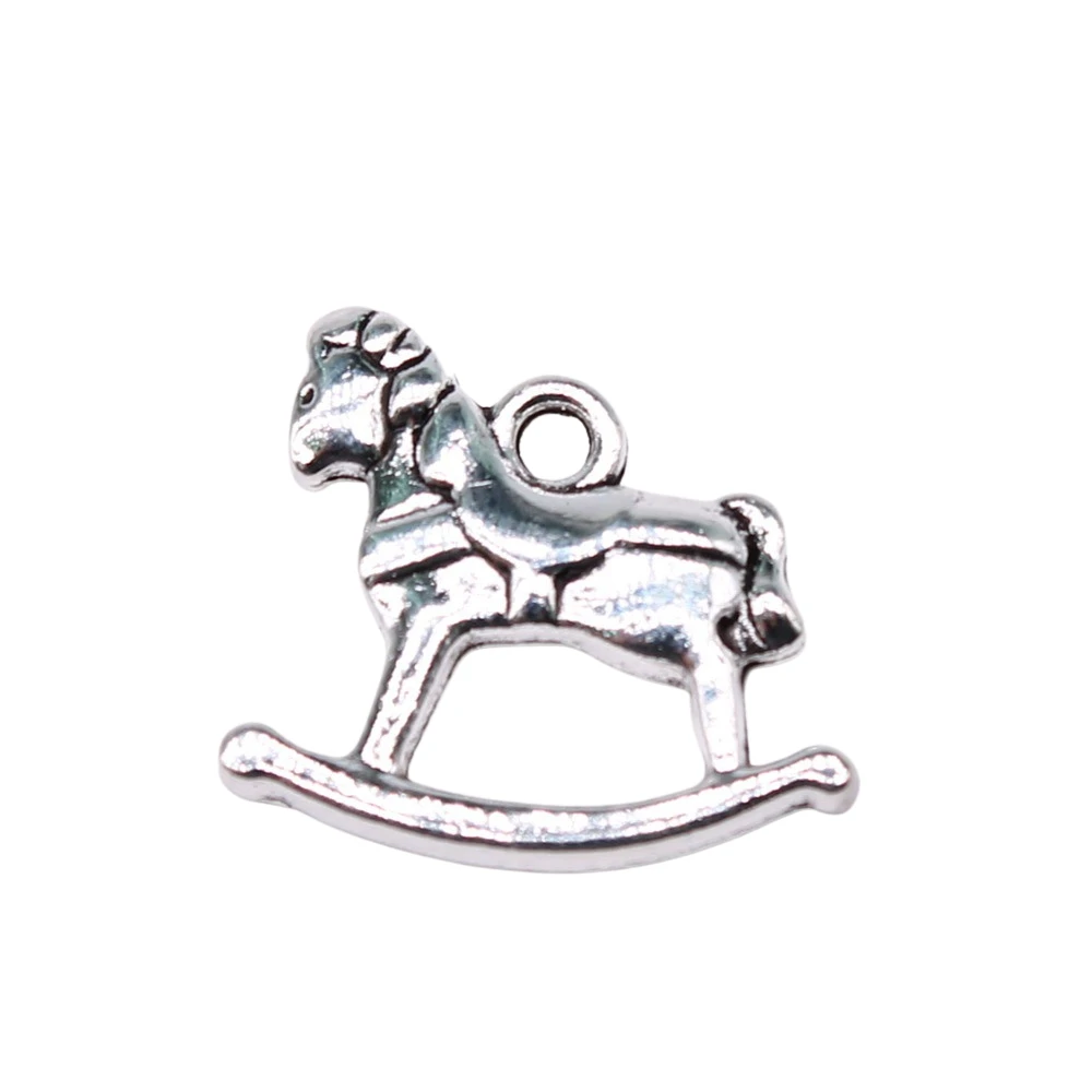 WYSIWYG 4pcs Charms Accessories Rocking Horses Horses Toy Horses Pendant Antique Silver Color Antique Bronze Plated 19x18mm