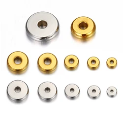 20pcs 3/4/5/6/7/8mm Stainless Steel Beads Flat Round Spacer Loose Beads for DIY Bracelet Necklace Jewelry Making Accessories