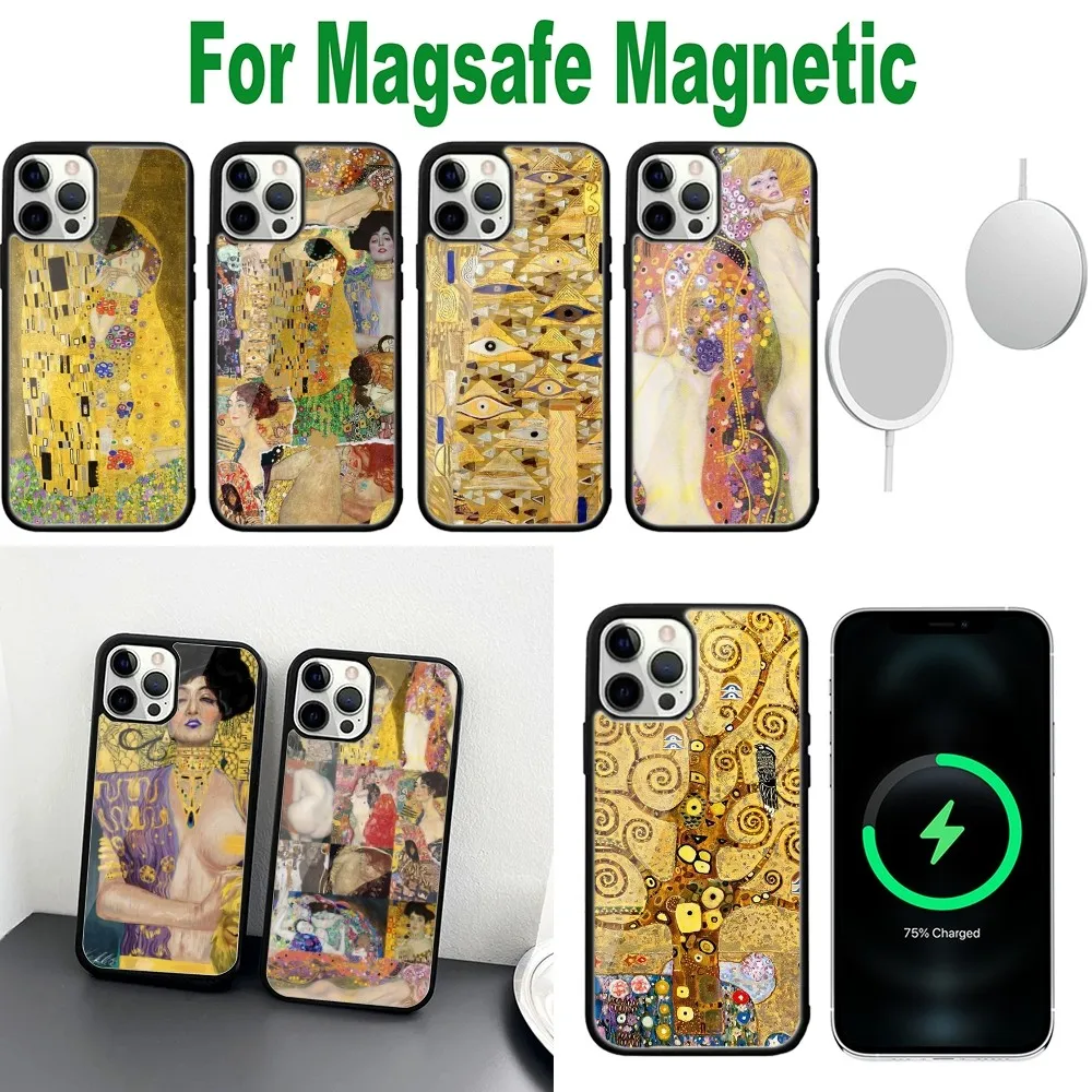 Gustav Klimt Phone Case For iPhone 16,15,14,13,12,11,Plus,Pro,Max,Mini Magsafe Magnetic Wireless Charging