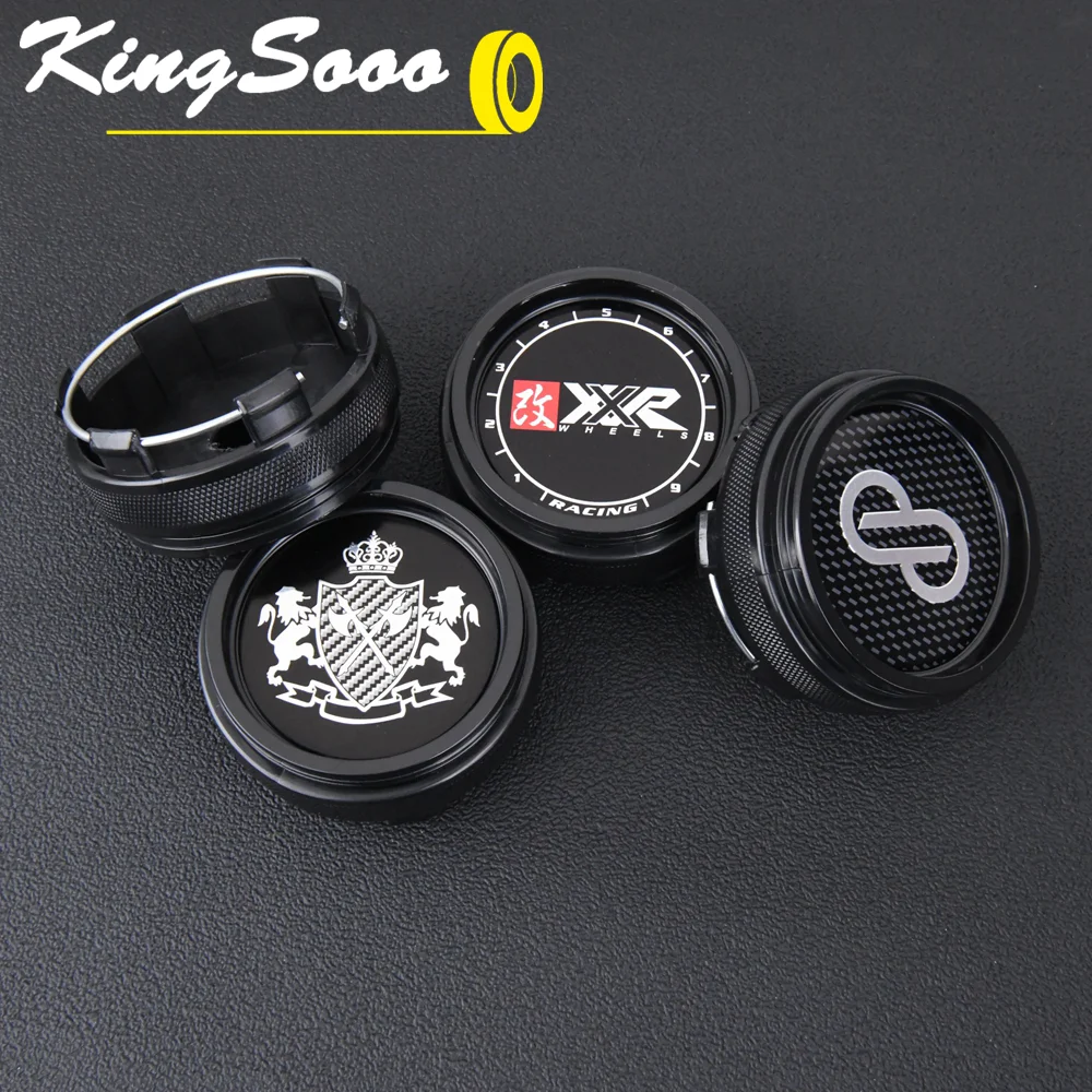 4PCS JDM Sport Rim Cap Clip 62mm ENKEI ADVAN XXR Emblem Sticker Wheel Center Hub Caps Car Cover Cap Black & Silver