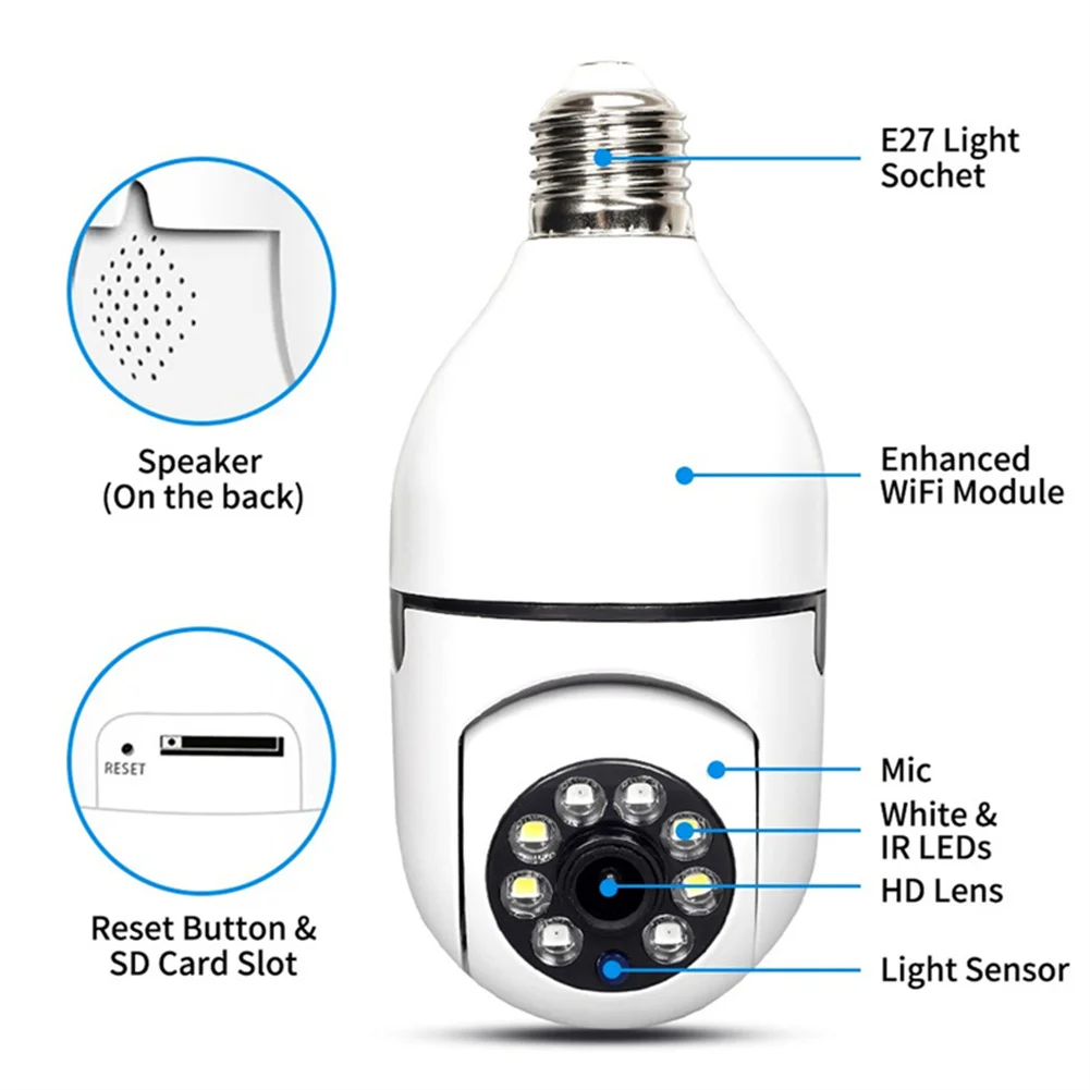 Nieuwe Gloeilamp Beveiligingscamera Draadloos Buiten 2.4G Wifi Ip-Camera Voor Huisbeveiliging Ipc Bewegingsdetectie Tweerichtingsaudio