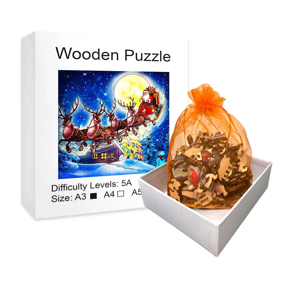 Kerstman Elanden Houten Puzzel: Gebruik Deze Leuke En Uitdagende Volwassen Verjaardagscadeau Om Stress Te Verlichten En Te Onderwijzen!