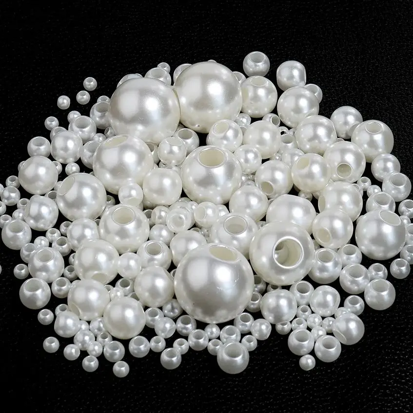 5-300pcs/Lot 6-30mm ABS Imitation Pearl Beads For Jewelry Making Big Hole Acrylic Spacer Beads Diy Bracelet Necklace Wholesale
