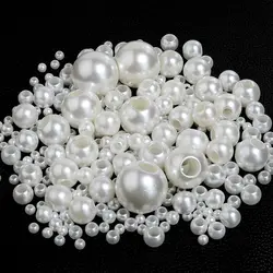 5-300pcs/Lot 6-30mm ABS Imitation Pearl Beads For Jewelry Making Big Hole Acrylic Spacer Beads Diy Bracelet Necklace Wholesale