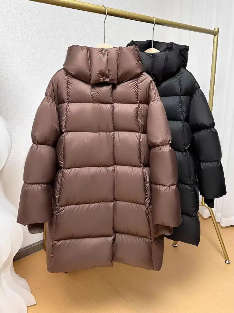 Autumn and Winter Women\'s Down Jacket Fashion Hooded Cocoon Fluffy Warm Coat 2024 New Korean Version of The Casual Parker Coat