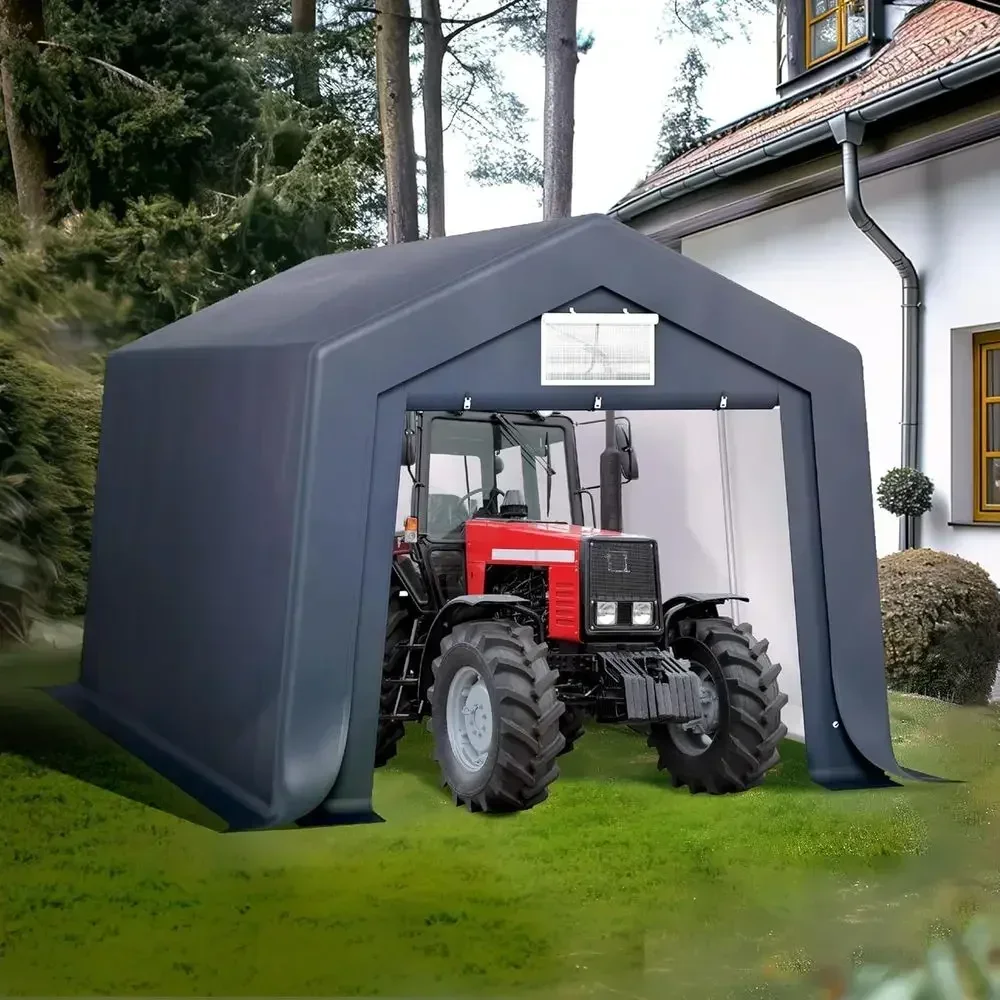 10X15t Carport, Portable Carports Outdoor Storage Shelter Shed Garage with Roll up Zipper Do& Vents Waterproo UV Resistant Garag