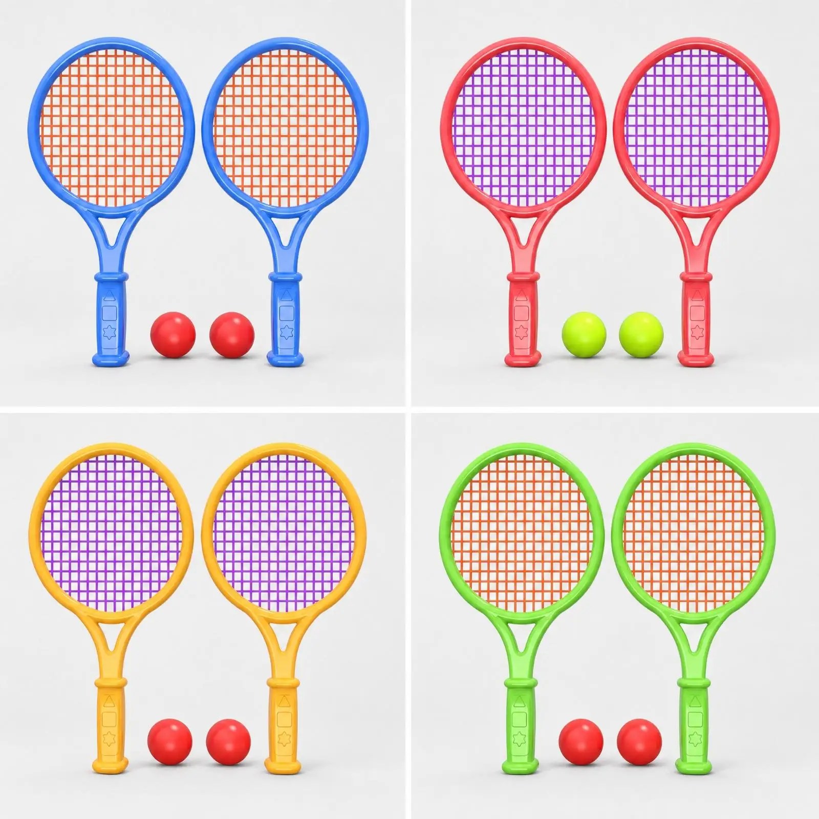 Child Tennis Racket Plastic Frame Beginner Racquet with Small Practice Balls for Parent Child Rally Games Indoor Outdoor Toddler