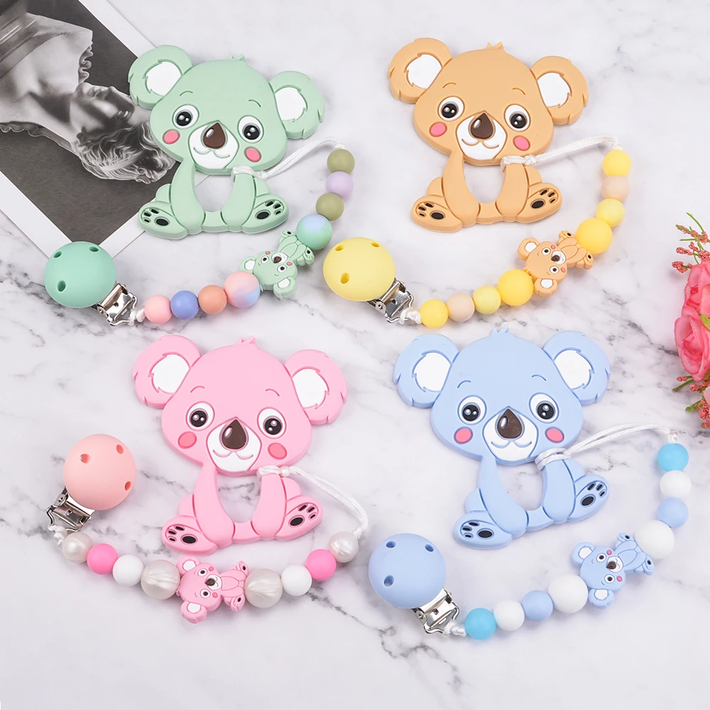 LOFCA Baby Cartoon Silicone Pacifier Bite Bag Soothing Pacifier Clip Soother Holder teething  toys Teething chain