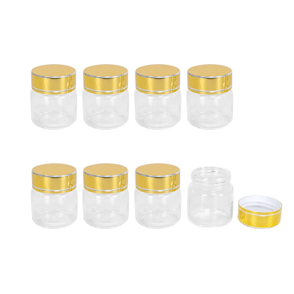 6pcs 25ml Flat Bottom Glass Bottles with Golden Screw Plastic PP Cap Jars Vials Clear Seal Leakage Proof Food Grade High Quality