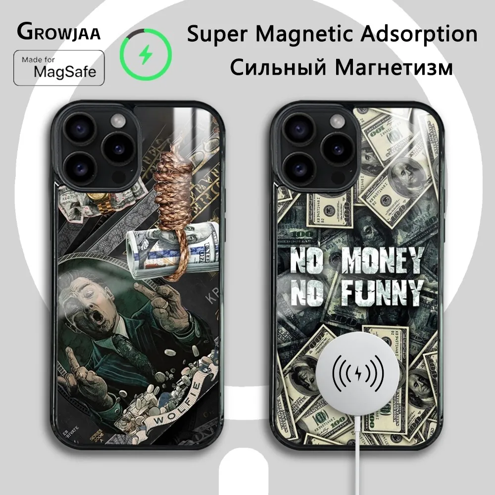 

U-USD D-Dollar Cash Phone Case For iPhone 16 15 14 13 12 11 Pro Max Plus Mini New Magsafe Mirror Wireless Magnetic Cover