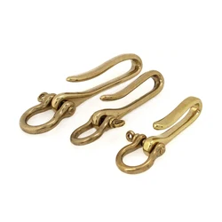 Belt U Hook Brass Keychain Fob Clip Retro Vintage Key Ring Wallet Chain Hook with bow shackle Fish Hook 3 Sizes available