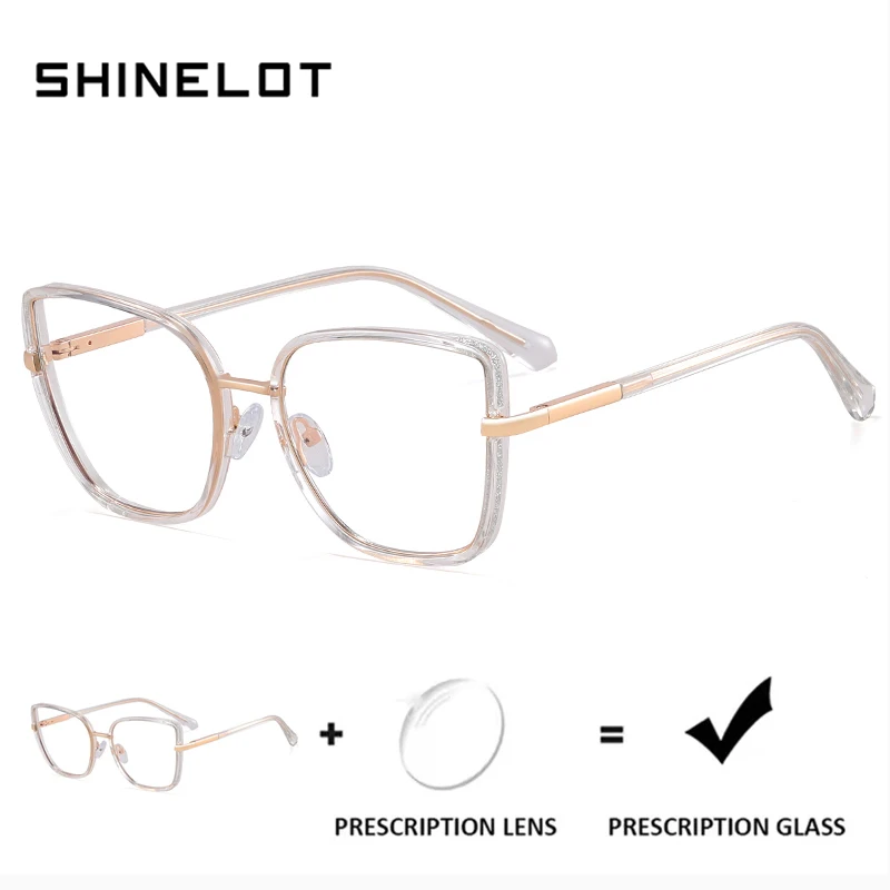 

SHINELOT 82146 Myopia Optical Eyewear Women Glasses Eyeglasses Progressive Prescription Cat Eye Anti Blue Light Photochromic