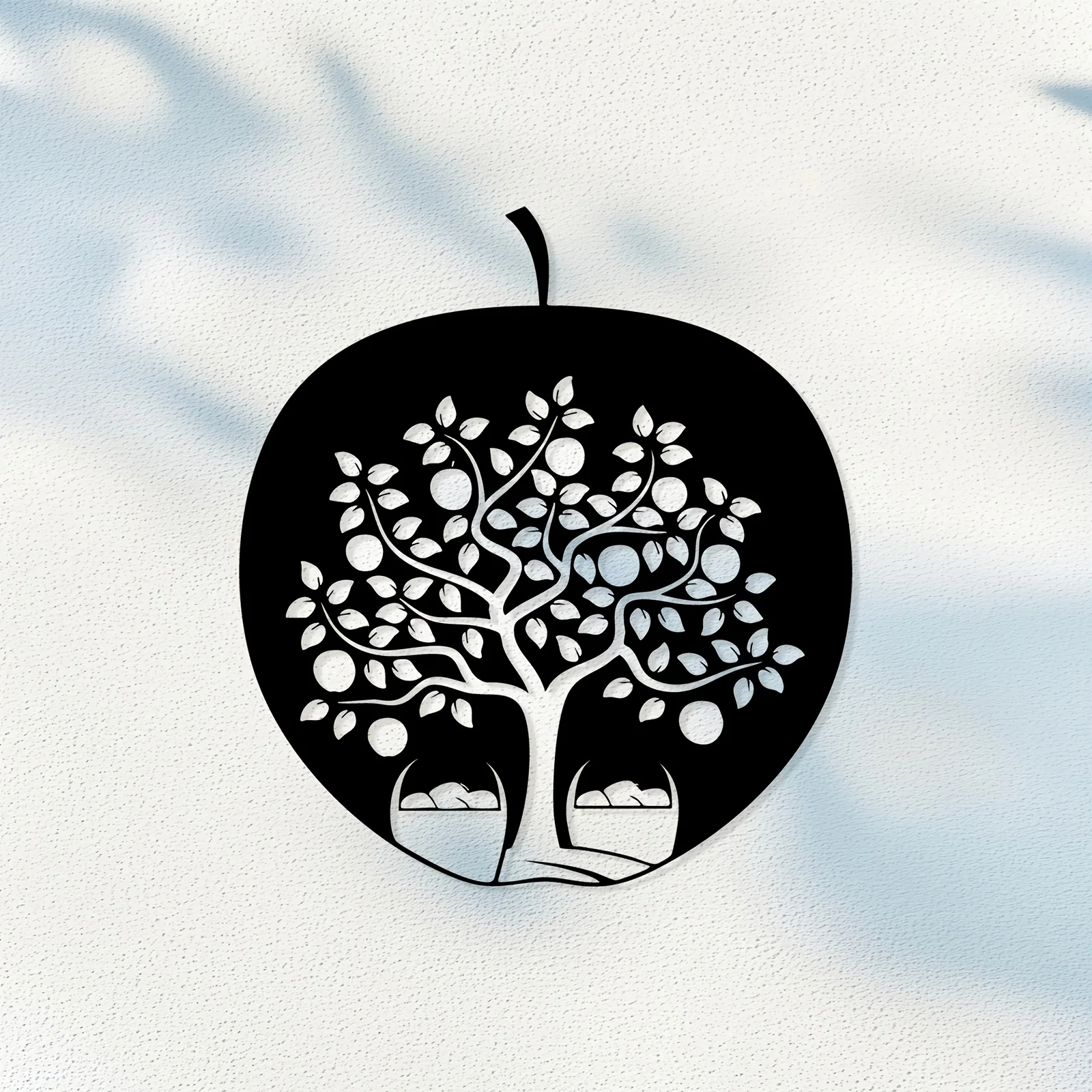 Arte de pared metálico con diseño de árbol de manzana, decoración natural de hierro resistente al óxido para pared del hogar y valla del jardín, encantador mural para interiores y exteriores