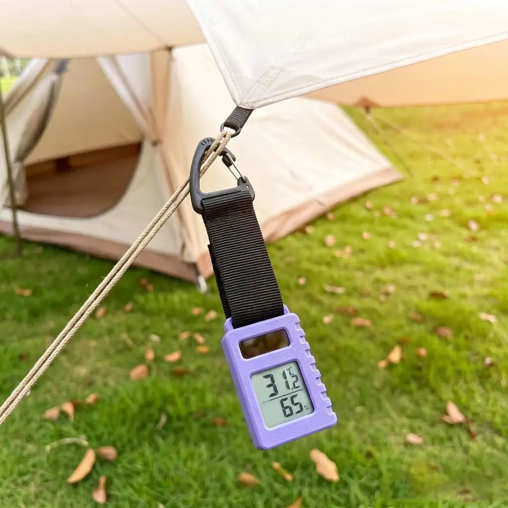 Rechargeable Solar Thermometer Hygrometer Ultra Light Compact Size Mini Hygrometer Digital Screen Sturdy Hook