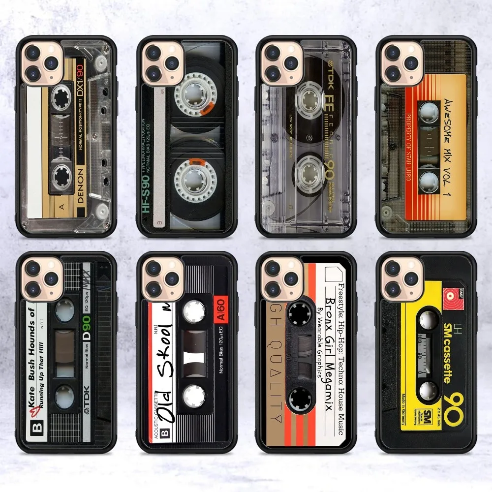 

Cassette Tape Phone Case Silicone PC+TPU For Samsung S10 20 30 22 23 24 Plus Lite Ultra Cover