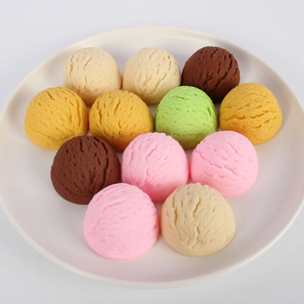 5 Pcs Simulation Ice Cream Balls Model Toy Desserts PVC Faux Party Supplies Realistic Display Props Easy Use Safe Reusable Food