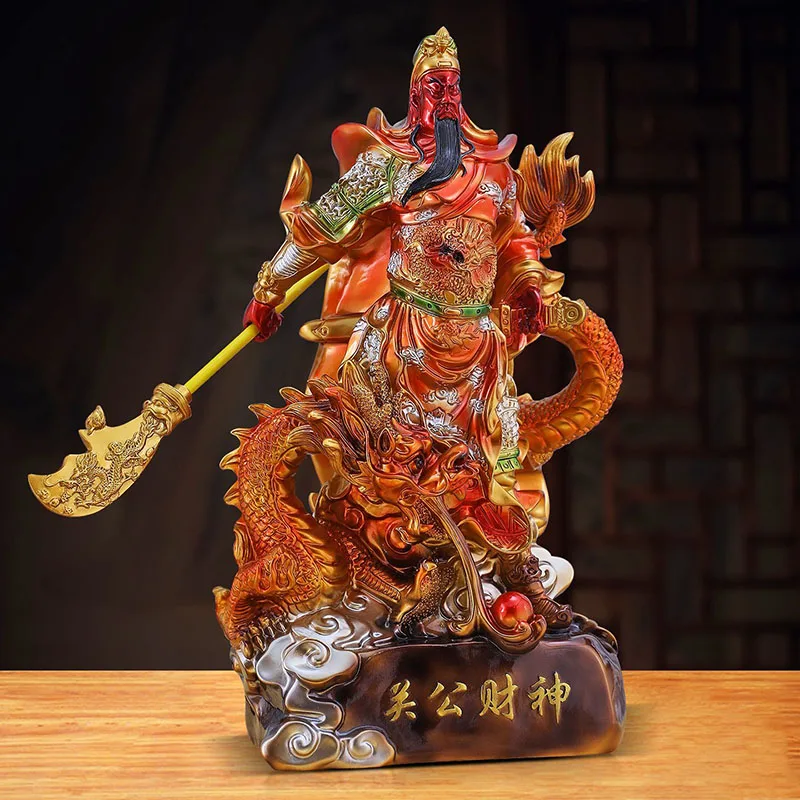 xx-Colorful Guan Gong Fortune Statue Resin Ornaments Household Worship Sculpture Company Front Desk Decoration Opening Gifts
