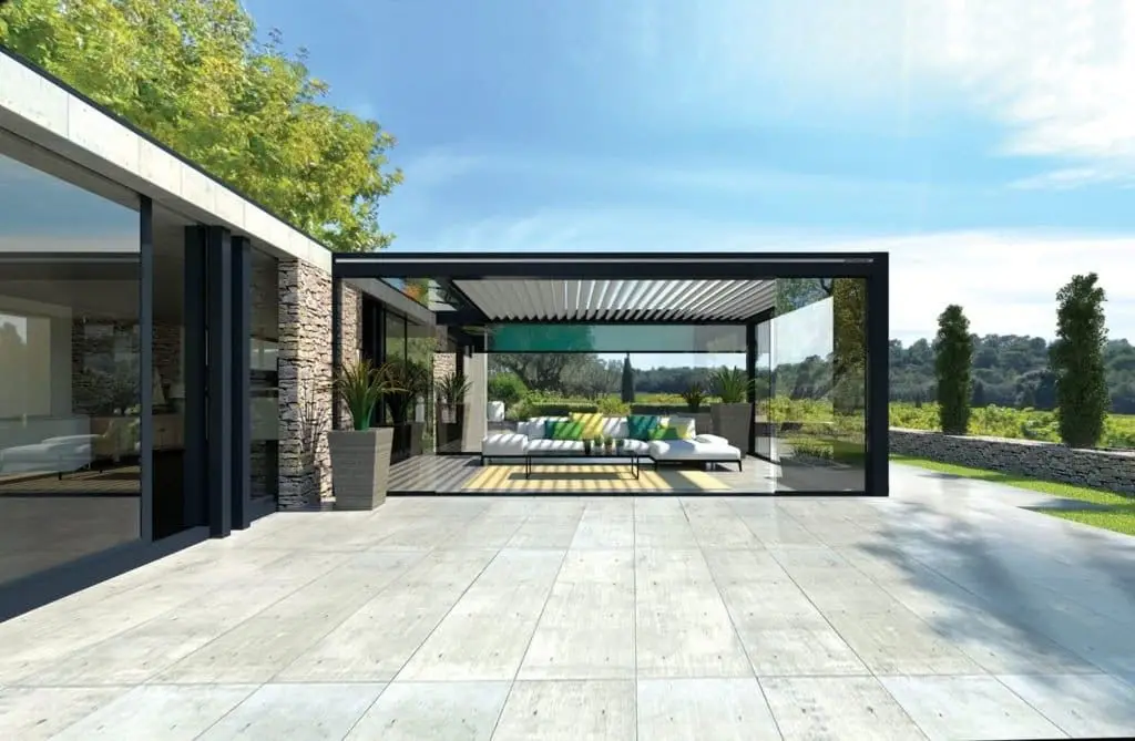 Motorized Waterproof Outdoor Aluminium Morden Pergola with Remote Control Balcony Adjustable Louvered Pergolas and Gazebos