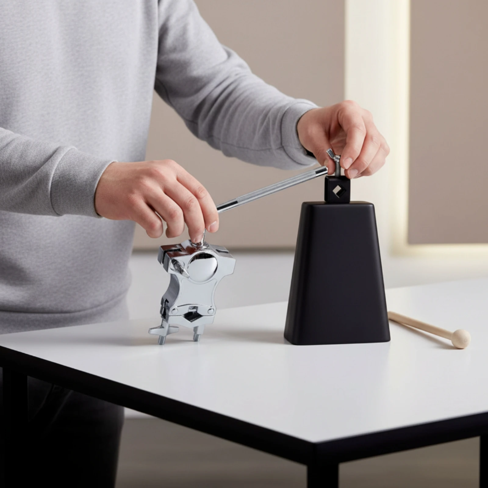 Cowbell with Clamp Adjustable Drum Cowbell Set Percussion Accessory Stable Practical for Drummers, Rehearsal Room, Stage