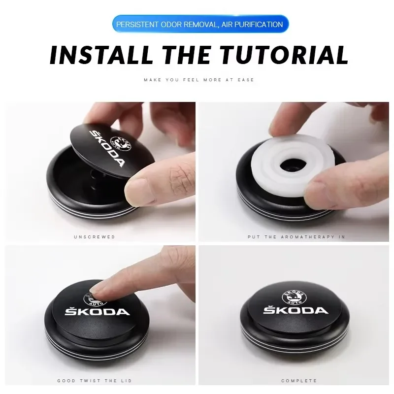 Car Air Freshener Solid Perfume Rotating Aromatherapy Decor For Skoda Fabia Kamiq Superb Derivati Octavia Rapid Kodiaq Karoq Vrs