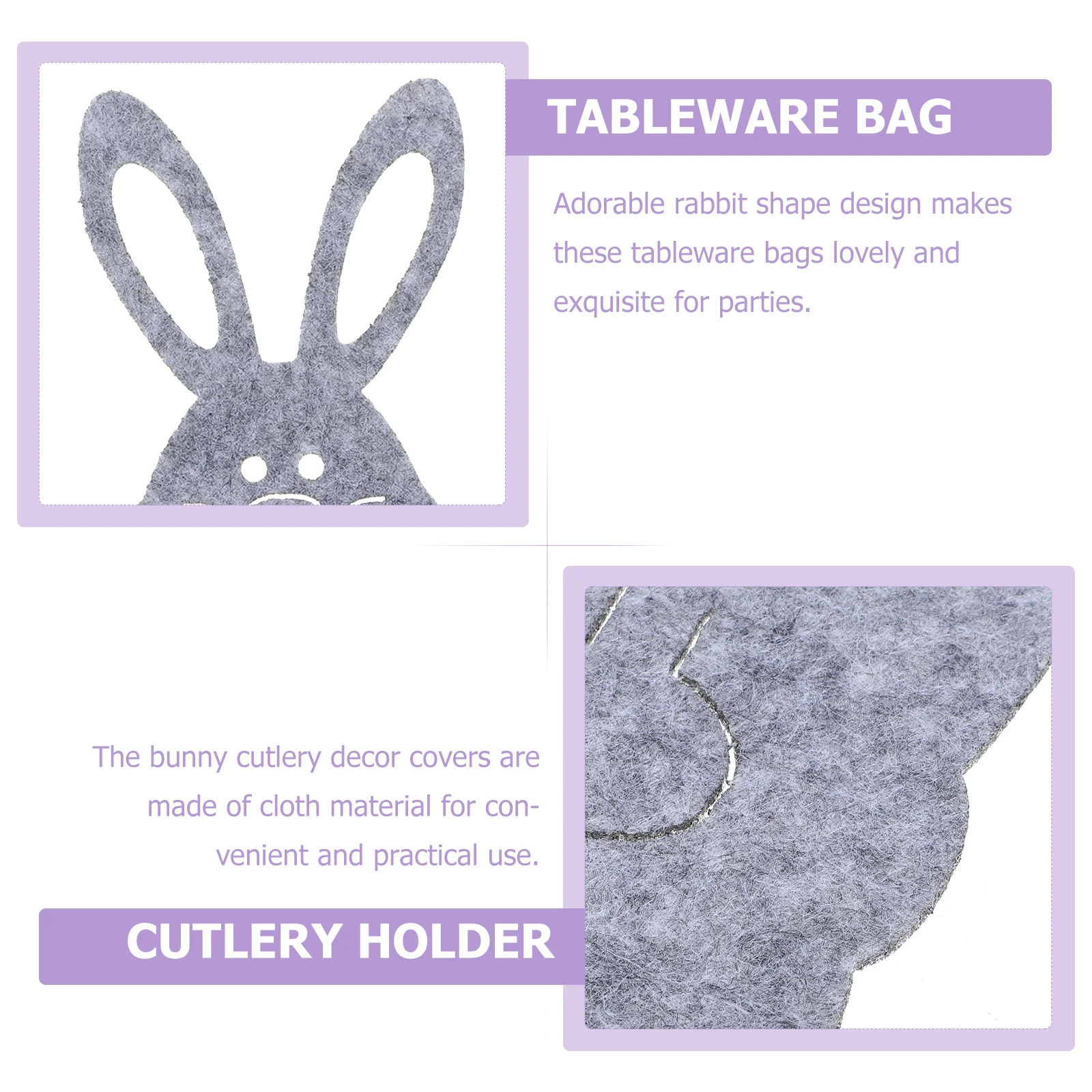 

12Pcs Easter Bunny Cutlery Holders Rabbit Style Tableware Storage Bags for Festive Decor Easter Bunny Utensil Holders