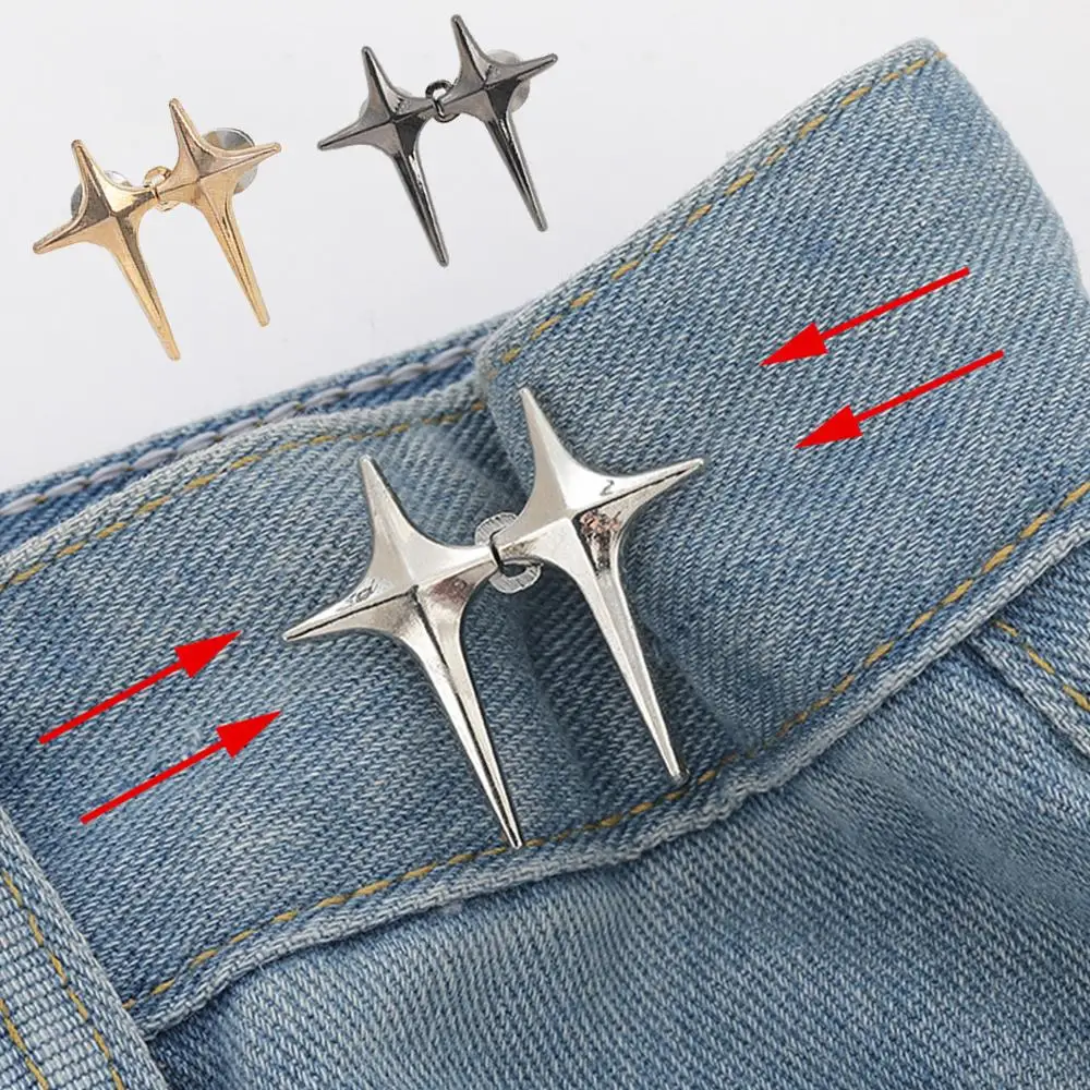 مشبك معدني مُثبّت كبّاس بنطلون الخصر زر دبوس زر أزرار معدنية ثابتة تنورة تعديل زر تشديد قطعة أثرية DIY بها بنفسك #2