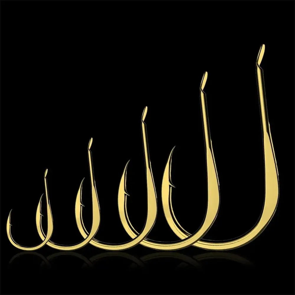 

20Pcs/Pack High Carbon Steel Golden Fishing Hooks Barbed Sharp Barbed Hook Single Flat Gold Fish Hooks Saltwater/Sea Fishing