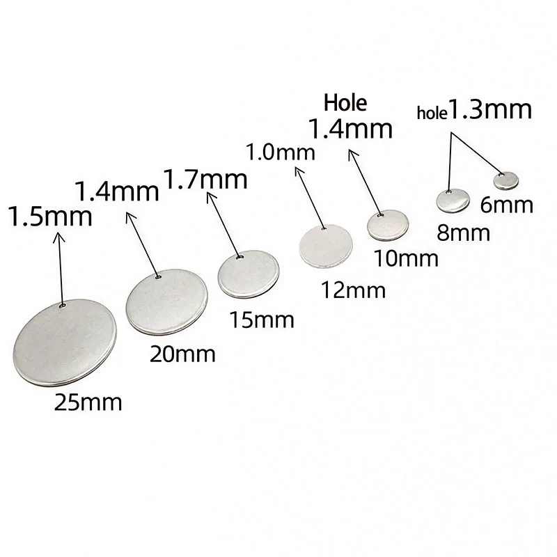 50-10Pcs/lot Stainless Steel Charms 6/8/10/12/15/18/20/25/30mm Round Stamping Blank Dog Tag Pendants Necklace For Jewelry Making