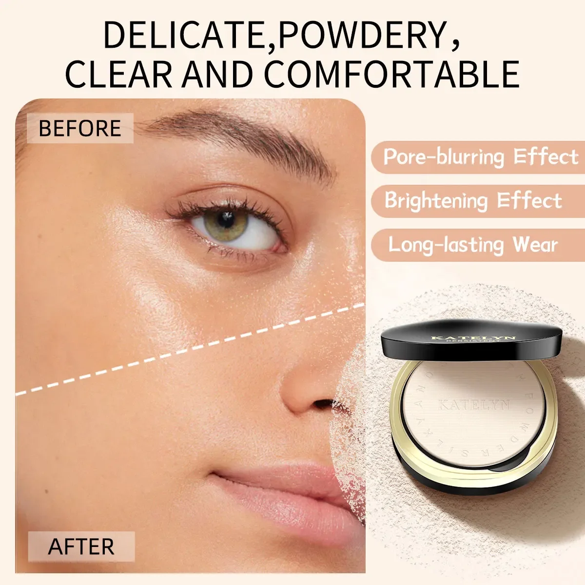 Makeup Compact Powder - Translucent Finishing Powder for Oily Skin Long-lasting Setting Powder with Matte Finish