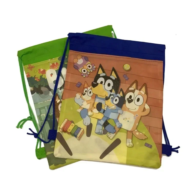 Cartoon Bluey Bingo Family Bundle Pocket Drawstring Bags Student Portable School Bags Outdoor Backpack Kids Birthday Gifts 1pcs